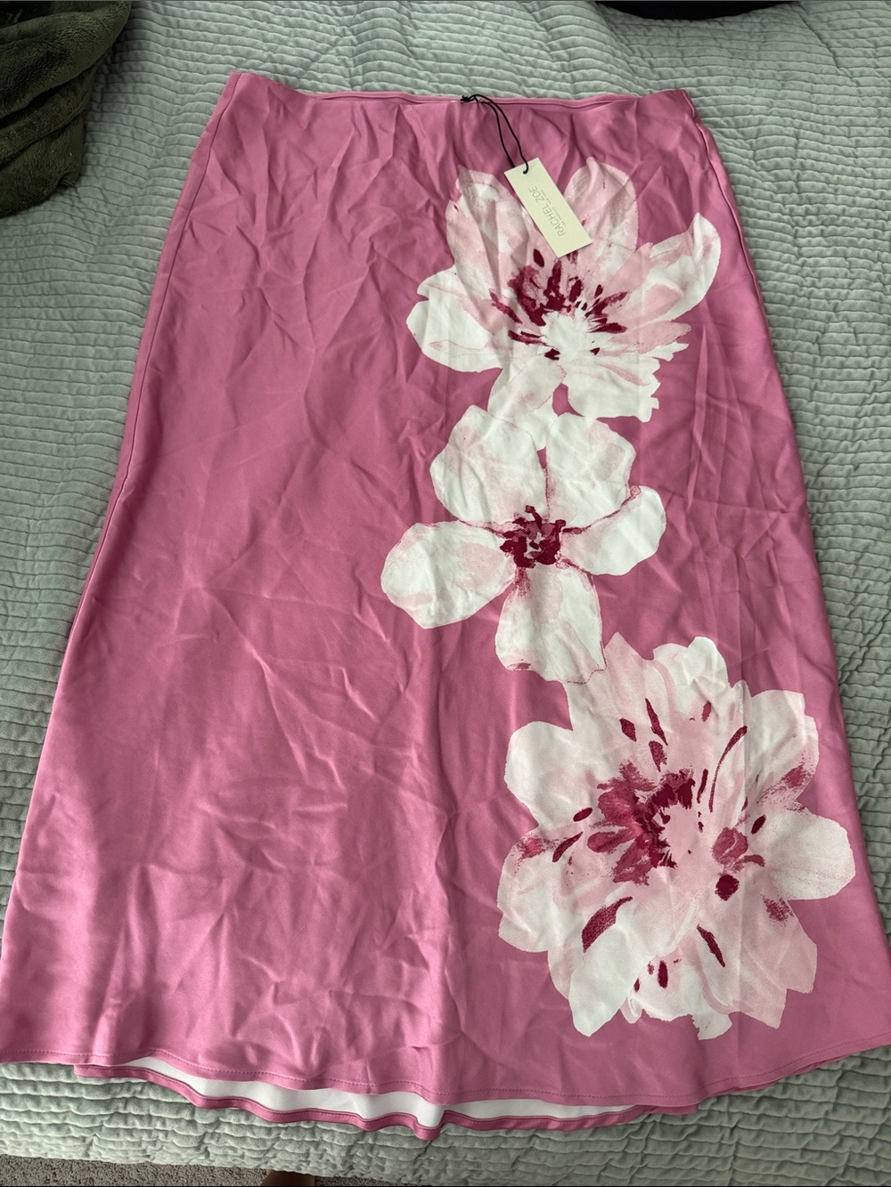 Rachel Zoe Pink Midi Skirt with White Floral Print